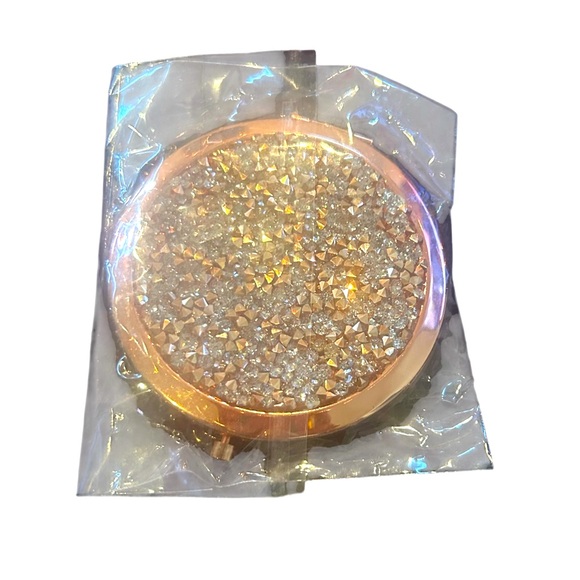 Rhinestones Makeup Mirror for Rose Gold Tone Metal Glass New - Picture 6 of 6